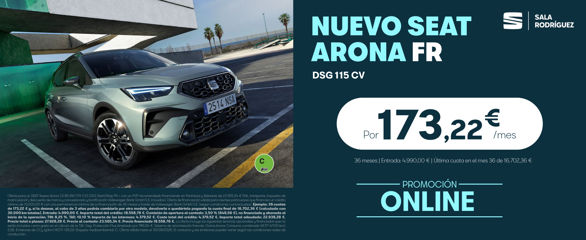 ¡Promoción lanzamiento! Nuevo SEAT Arona FR por 173,22€/mes*